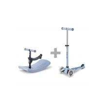 Patinete infantil Micro Mobility Mini Micro Deluxe Rock & Go LED MMD388 2-en-1 evolutivo 6-en-1 manillar ajustable Azul Pizarra - Nuevo