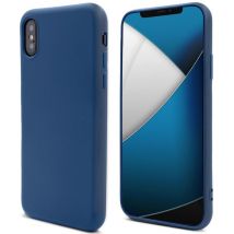 Moozy Lifestyle. Funda diseñada para iPhone X y iPhone XS, Midnight Blue - Funda de silicona líquida con acabado mate y forro de microfibra suave. - 