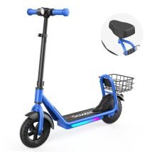 Trottinette électrique enfant iScooter iK7 2-en-1 avec siège amovible et panier - bleue