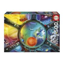 Puzzle - EDUCA - Passeggiata nello spazio - 500 pezzi - Tema scienza e spazio - Dimensioni 48x34 cm - Nuovo