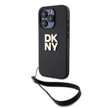 Funda DKNY para iPhone 15 Pro 6.1 negra rígida Correa de muñeca Logotipo de Stock - Nuevo