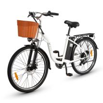 DYU C6 Bicicleta eléctrica para adultos, 26 , bicicleta urbana con cesta, motor de 350 W, batería de 36 V y 12,5 Ah - Nuevo