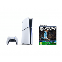 Pack PS5 Slim & EA Sports FC 24 - Console de Jeux Playstation 5 Slim (Standard) 1 To, Blanc