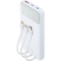 Powerbank 10000mAh 3 ports USB A+2C 22.5W PD/QC Câble multiple integré Blanc Rivacase