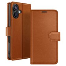 Zanaé Funda tipo cartera para iPhone 16 Plus con soporte y lengüeta magnética Marrón - Nuevo