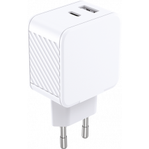 Chargeur USB A + USB C 65W Power Delivery GaN Blanc Bigben
