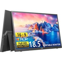 Moniteur portable Lipa HDR-80 Full HD 18,5 pouces - Écran portable - Écran d'ordinateur - Écran - 100 Hz - HDMI - 2x USB-C