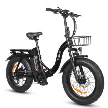 Bicicleta eléctrica plegable ESKUTE D202 con cesta delantera y batería de 48 V y 20,8 Ah - negra - Nuevo