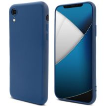 Estilo de vida Moozy. Funda diseñada para iPhone XR, Midnight Blue - Carcasa de silicona líquida con acabado mate y suave forro de microfibra. - Nuevo