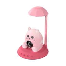 BigBen Despertador Infantil con Luz de Fondo, Diseño de Gato Retro, Luz Nocturna Musical y Pantalla Digital Rosa - Nuevo