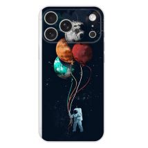 Coque en silicone - Compatible pour Apple iPhone 17 Pro Max - design cosmonaute aux ballons