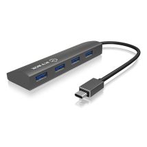 RaidSonic IB-AC6405-C USB 3.0 [3.1 Gen 1] Type-C 5000Mbit/s Nero perno e concentratore (4-PORT USB 3.0 HUB) - Nuovo