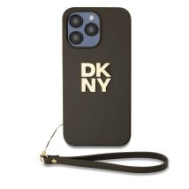 Coque pour Apple iPhone 14 Pro avec Logo Métallisé et Sangle de Poignet Marron
