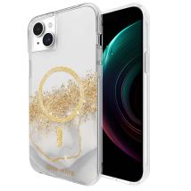 Coque Karat Compatible MagSafe pour iPhone 15 Plus Décorée de Paillettes Dorée