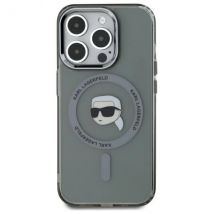 Étui Karl Lagerfeld pour iPhone 15 Pro Max 6.7 noir étui rigide IML Metal Karl Head MagSafe