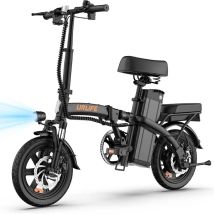 Bicicletta Elettrica URLIFE F1L | Velocità Massima 25 km/h | Autonomia 40 km | Motore 250W | Batteria 48V 7.5Ah | Pnei da 14 PolliciT | Nero - Nuovo
