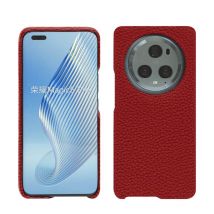 Coque cuir Honor Magic5 Pro - - Rouge - Cuir grainé