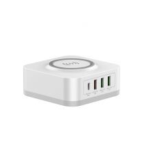 WE 3 Puerto USB A + 1 Puerto USB-C + 1 base de carga inalámbrica, Total 32W, Power Delivery/QC 3.0, blanco. - Nuevo