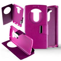 Etui Folio Rose Fushia compatible LG G4 Pro
