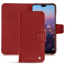 Funda de piel Huawei P20 Pro - Solapa billetera - Rojo - Piel granulada - Nuevo