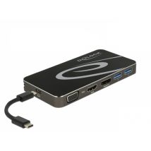 DeLOCK USB Type-C 3.2 Dockingstation 4K HDMI DP / 1080p VGA, USB Hub und PD 3.0