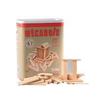 Gioco di costruzione in legno MÉCABOIS 200 tavole in pino naturale lisce Baril Fabbricato in Francia - Nuovo