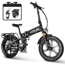 VITILAN i7 Pro 3.0 Vélo électrique pour adultes 750 W 48 V 20 Ah Batterie amovible, vélo électrique pliable à suspension complète avec frein 