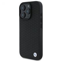 Funda BMW para iPhone 16 Pro 6.3 funda rígida negra Signo Cuero Diamante Metal Logo MagSafe - Nuevo