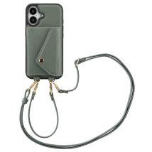 Selencia Coque de télephone Sera avec cordon et porte-cartes enveloppe pour Apple iPhone 16 - Sage Green