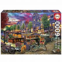 Puzzle - EDUCA - Biciclette ad Amsterdam - 6000 pezzi - 156 x 107 cm - a partire da 15 anni - Nuovo