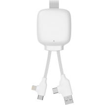 Cable multiconector USB 4 en 1 - Cargador universal y batería externa de 3000 mAh en plástico reciclado - Xoopar Gamma Lite Blanco - Nuevo
