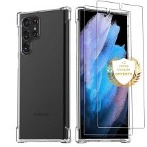 EVETANE Samsung Galaxy S23 Ultra Funda de silicona a prueba de golpes + 2 paneles de vidrio templado de protección de pantalla - Nuevo