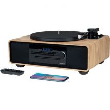 Microsistema Bluetooth FM CD/MP3 in legno da 60W con giradischi - Nuovo