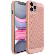 Moozy VentiGuard Coque de téléphone pour iPhone 12 Pro, rose pastel, 6,1 pouces – Coque respirante avec motif perforé pour la circulation de l'air, 