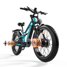 Vélo électrique à double moteur GUNAI-M2 1500 W avec batterie 48 V 17,5 Ah, 7 vitesses, suspension complète