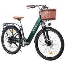 Bicicleta eléctrica CYSUM Cityrun con cesta delantera, motor de 250 W y batería de 36 V y 10 Ah - Verde - Nuevo