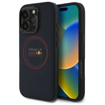 Étui Red Bull RBHMP16L24PUILVR pour iPhone 16 Pro 6.3 bleu marine Leather Red Ring MagSafe