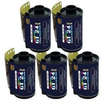 GT Photo Película de Color GT24FILM 35mm - Lote de 5 Rollos de 24 Exposiciones - Ideal para Fotografía, Desarrollo e Impresión de Calidad - Nuevo