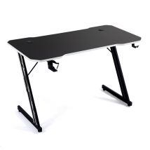 Bureau gamer AMS-GAMING DESK120Z-WHITE avec finition blanc - Largeur 1m20 - Style carbone - Porte gobelet & casque