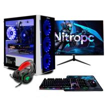 PC Gamer complet Nitropc Pack Silver - AMD Ryzen 5 5500, GTX 1650 4GB, RAM 16GB, M.2 1TB, Win11, WiFi - Écran 24 FullHD et accessoires