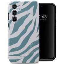 Selencia Coque arrière Vivid pour Samsung Galaxy A35 - Colorful Zebra Pine Blue