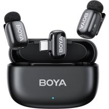 Microfono wireless Boya Mini 2 ultra-compatto, riduzione rumore IA -40 dB, controllo guadagno tramite app, USB-C, 48 kHz/24 bit, portata 100 m - Nuovo