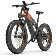 Bicicletta Elettrica RV800PLUS | Velocità Massima 50 km/h | Autonomia 120 km | Motore 750W | Batteria 48V 20Ah | Pnei da 26 PolliciT | Nero-Arancio - 