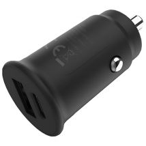 Partel Grab'N Go Cargador rápido de coche compacto USB-A + USB-C PD 3A de 30 W y doble USB Negro - Nuevo