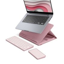 Kit de télétravail - Clavier Logitech Casa Pop Up Desk Rose, support, clavier sans fil, pavé tactile