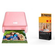 KODAK Photo Printer PM220 and MSC20 Cartridge Pack - Fotos 5.4 * 8.6 cm, WIFI, Compatible con iOS y Android - Rosa - Nuevo