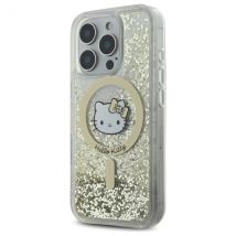 Étui Hello Kitty pour iPhone 16 Pro 6.3 or étui rigide Liquid Glitter Fever MagSafe