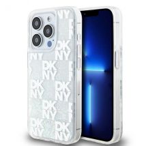 Étui DKNY pour iPhone 15 Pro 6.1 blanc étui rigide Liquid Glitter Multilogo