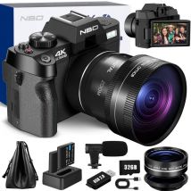 S100 Appareil Photo numérique 4K 48 MP autofocus avec Grand Angle et Macro - Zoom 16x - Carte 32Go - 2 Battries - Microphone - Ecran de Film 3,0 180° 