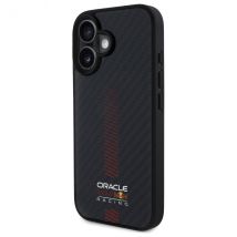 Étui Red Bull pour iPhone 16 6.1 étui rigide noir Carbon Fiber Power Bar MagSafe